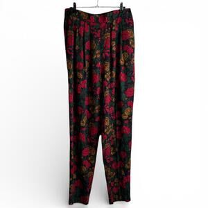Vintage Floral Rayon Pleated Fairy Grunge Trousers